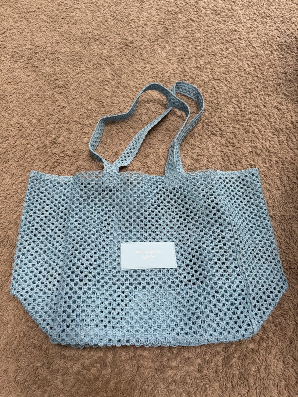 Dolce & Gabbana Pale Blue Crochet Tote - Picture 2 of 6